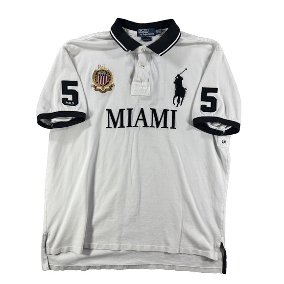 Polo by Ralph Lauren Other - Polo Ralph Lauren Polo Shirt Mens 2XL White Miami Big Pony 5 Logo Cheif Keef